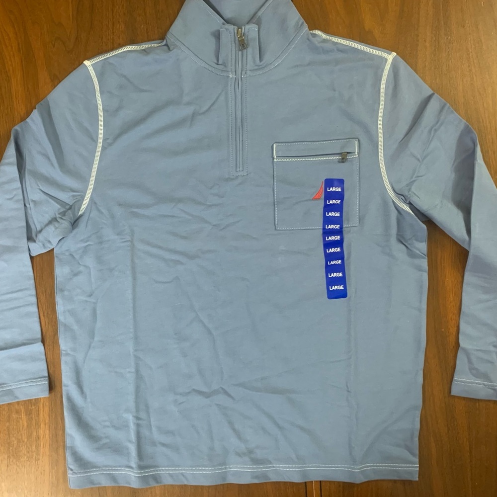 NWT Nautica 1/4 zip pullover mock turtleneck long sleeved heavy shirt size Large